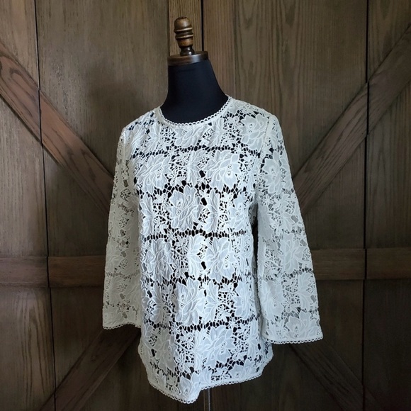 Zimmermann Tops - Zimmermann Elegant White Crochet Lace Women's Top